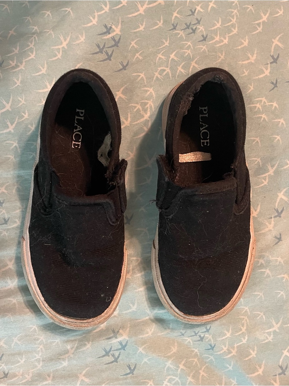 PLACE Black Kids Slip-On Canvas Sneakers